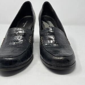 LIZ CLAIBORNE FLEX SZ 10M  WOMEN'S BLACK CROCODILE 1" HIGH HEEL LADY SHOES